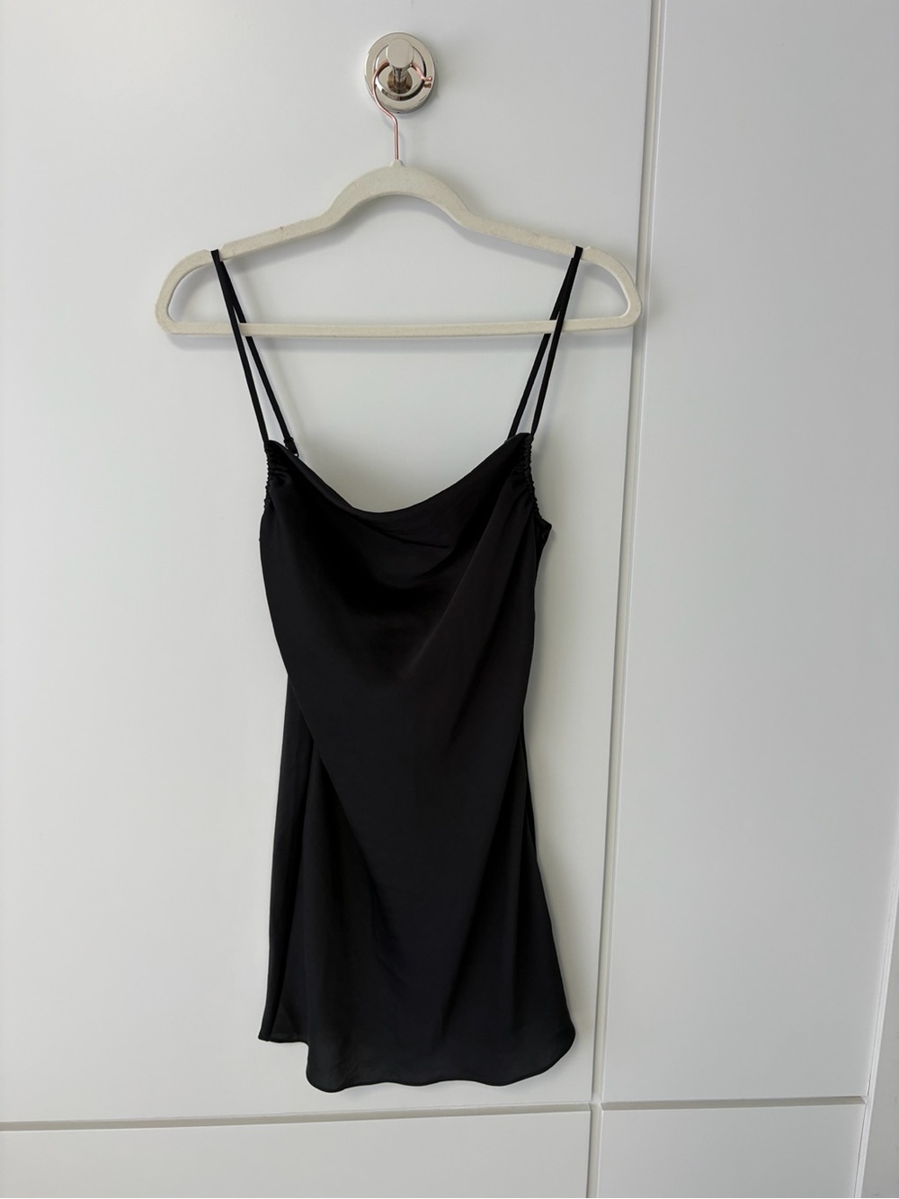 Aritzia Wilfred Black Satin Slip Mini Dress | Size 2XS - Picture 7 of 12